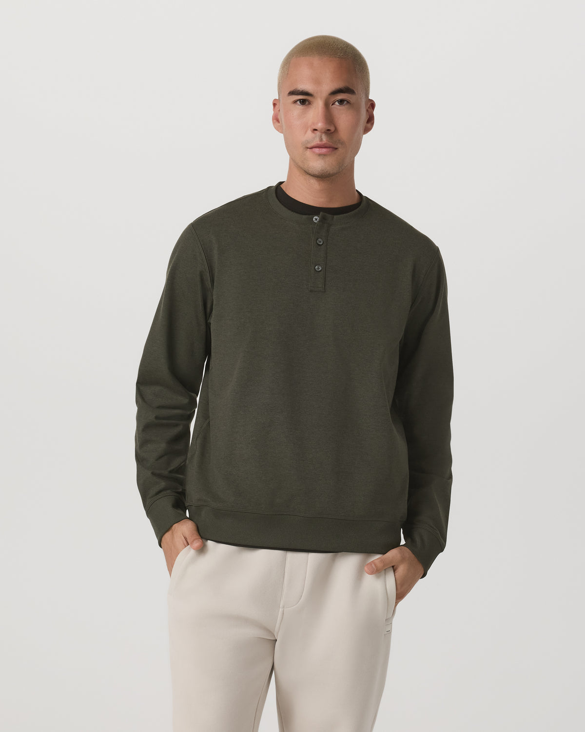Vuori Long Sleeve Coronado Henley - Relaxed Oregano Heather