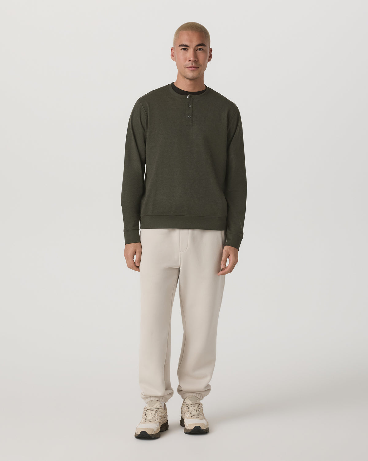 Vuori Long Sleeve Coronado Henley - Relaxed Oregano Heather