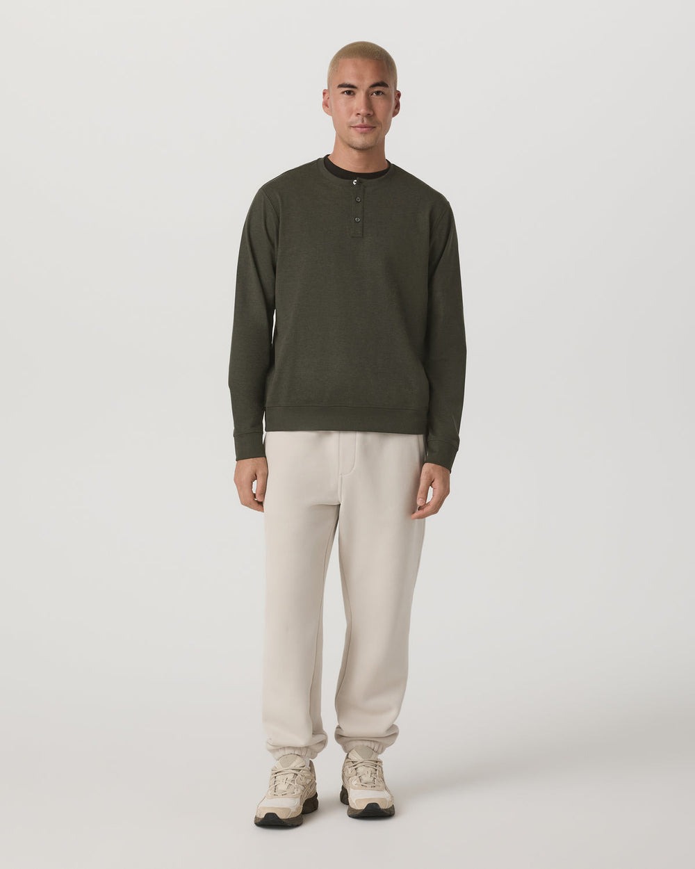 Vuori Long Sleeve Coronado Henley - Relaxed Oregano Heather