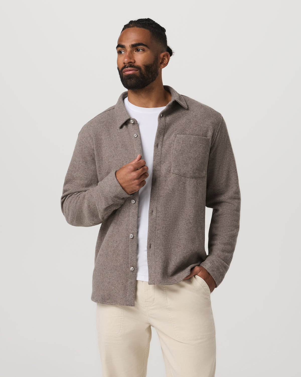 Vuori Long Sleeve Altitude Wool Shirt - Relaxed Phantom Grey