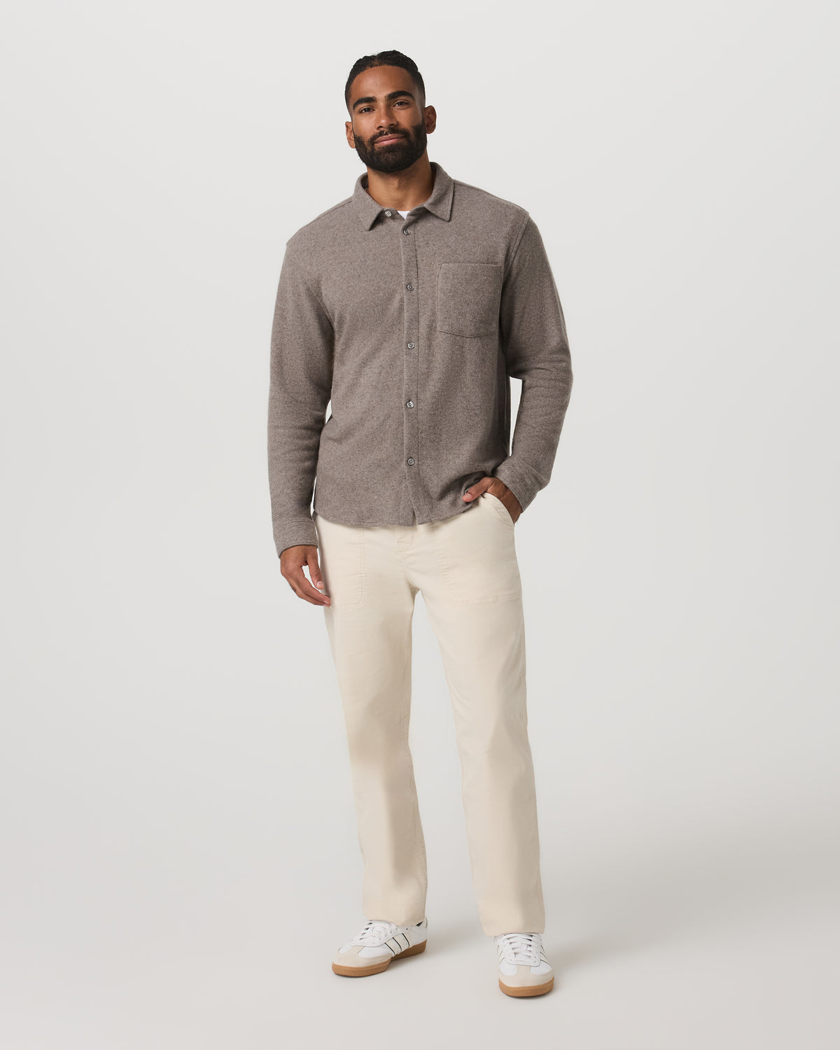 Vuori Long Sleeve Altitude Wool Shirt - Relaxed Phantom Grey