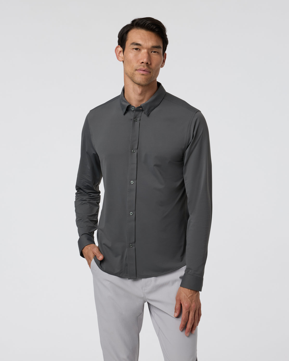 Vuori Long Sleeve TravelLite Button Down Dark Pewter