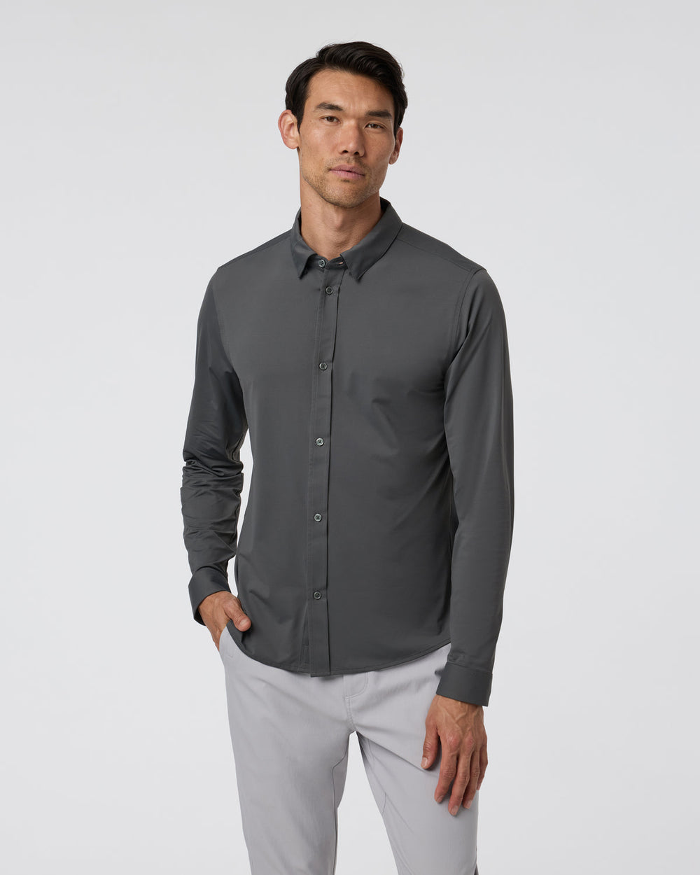 Vuori Long Sleeve TravelLite Button Down Dark Pewter