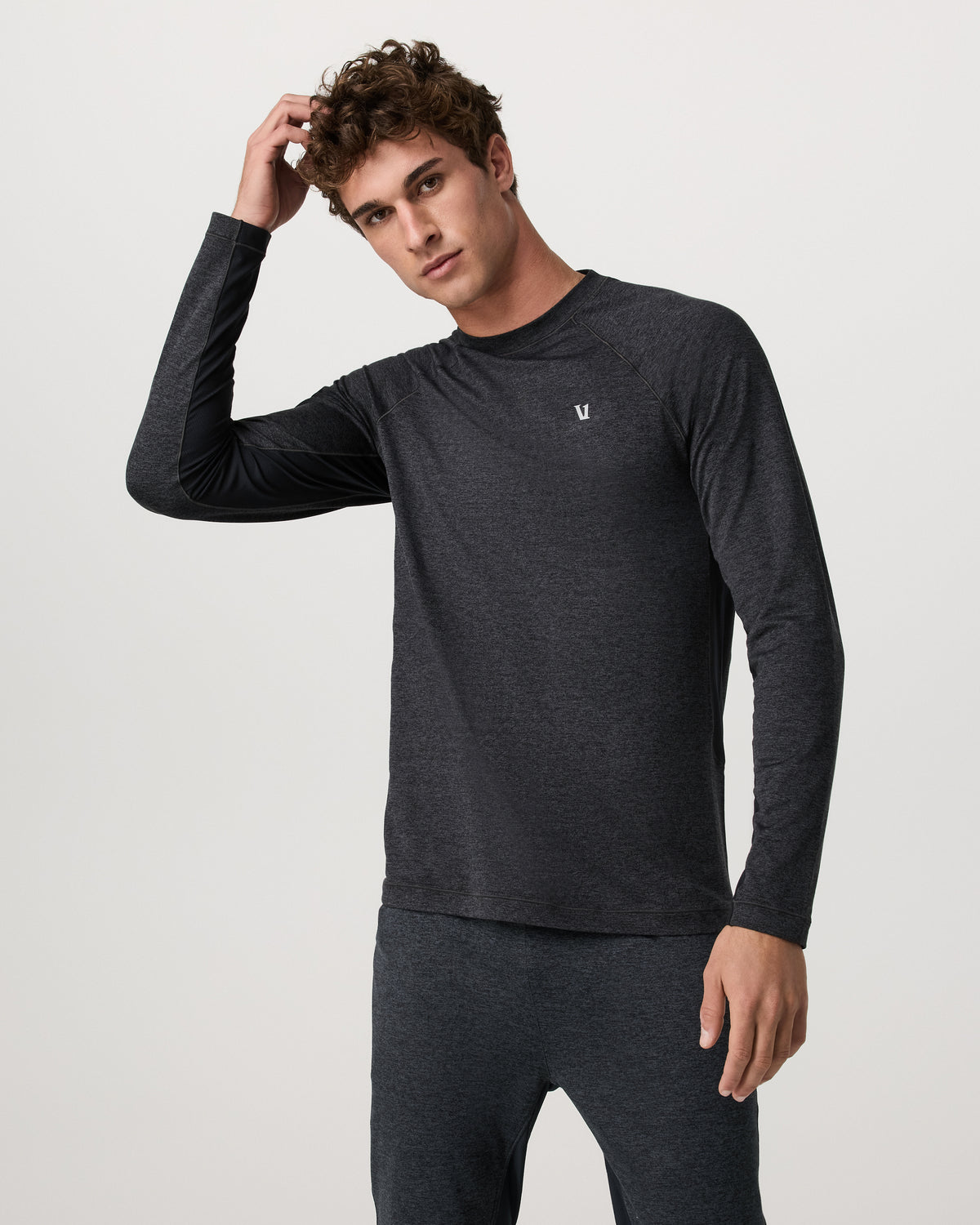 Vuori Long Sleeve Ponto Hybrid Baselayer Charcoal Heather