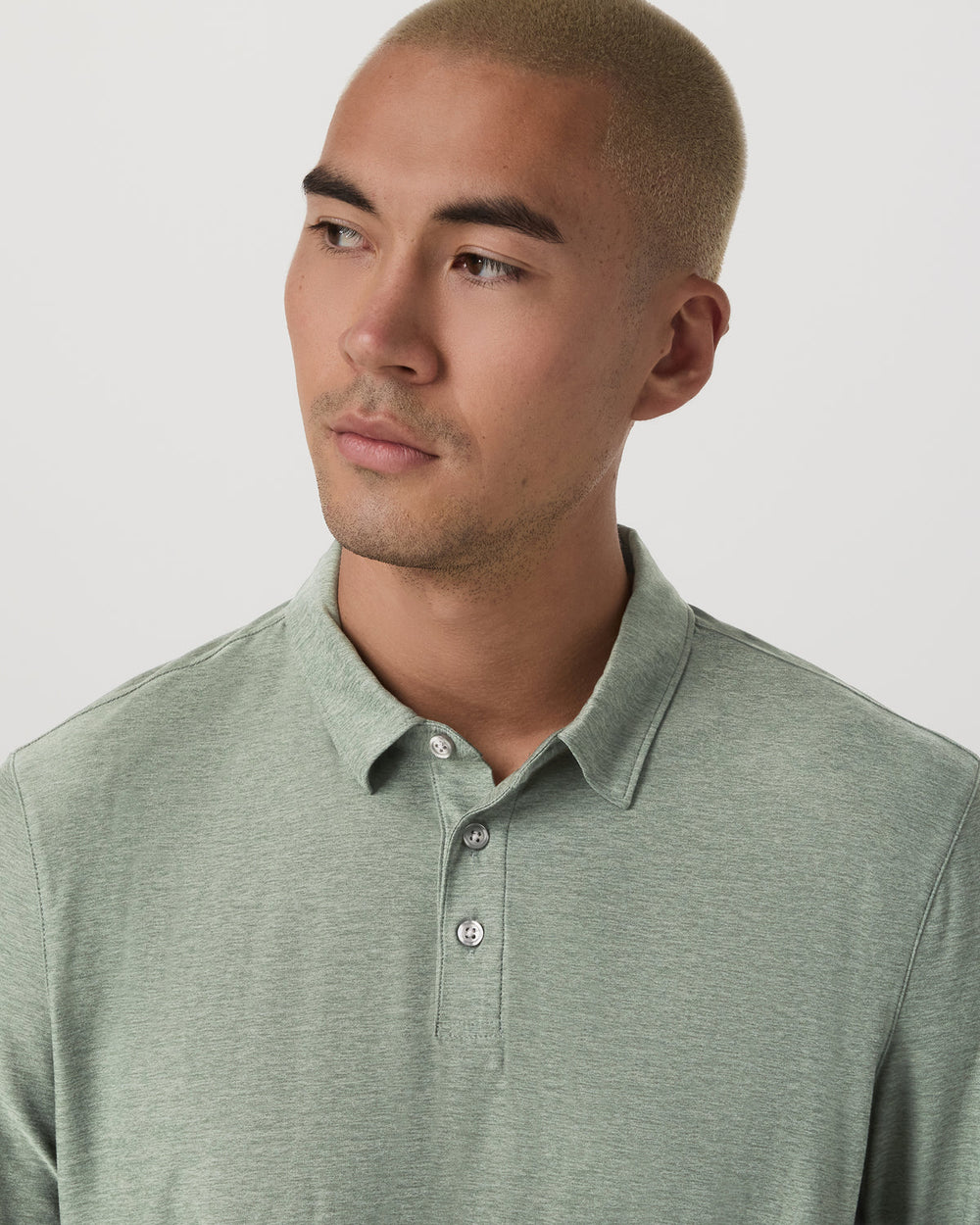 Vuori Long Sleeve Strato Tech Polo Men's Thyme Heather Shirt