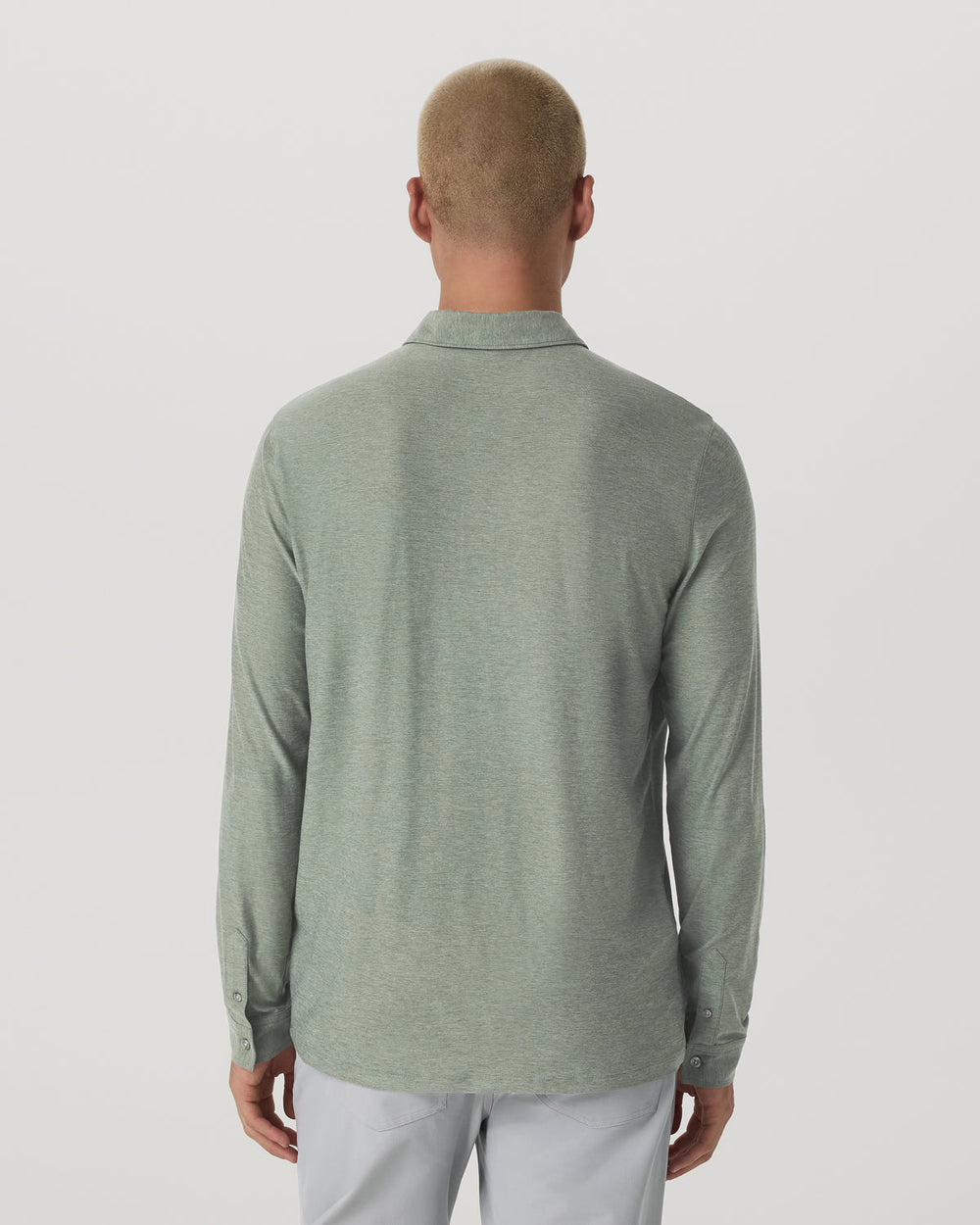 Vuori Long Sleeve Strato Tech Polo Men's Thyme Heather Shirt
