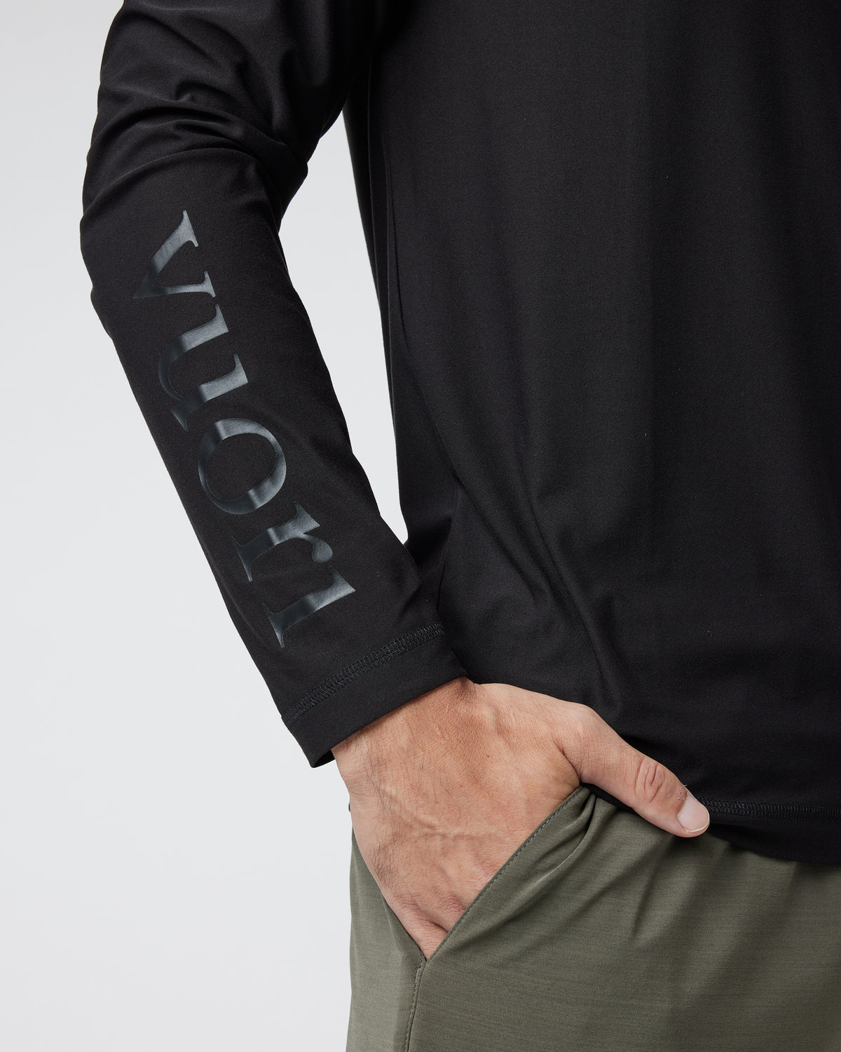 Vuori Long Sleeve Strato Graphic Tee Black Workout Tee