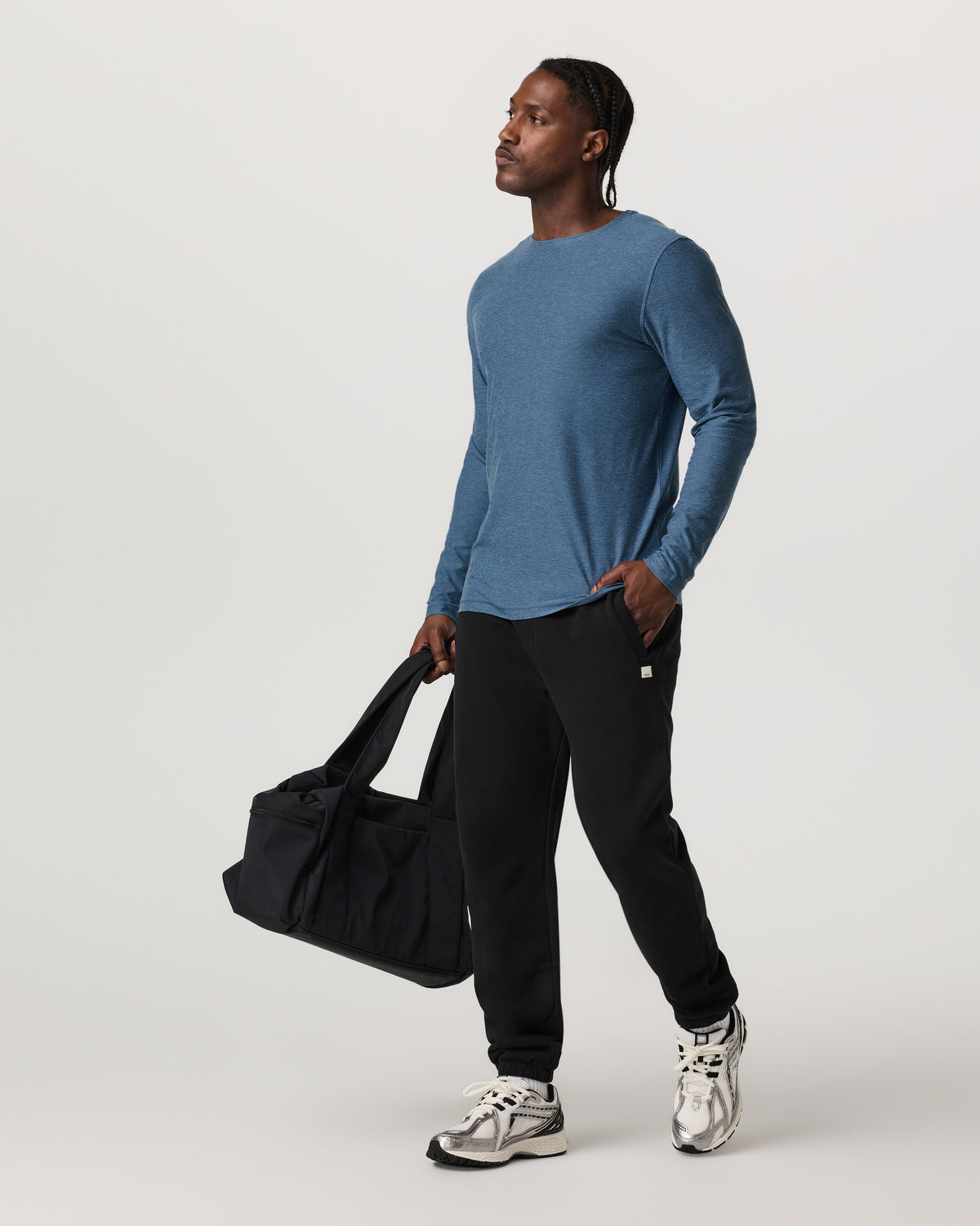 Vuori Men's Long Sleeve Strato Tech Tee Pool Blue Heather