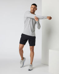 Vuori Long-Sleeve Ease Performance Henley Light Heather Grey