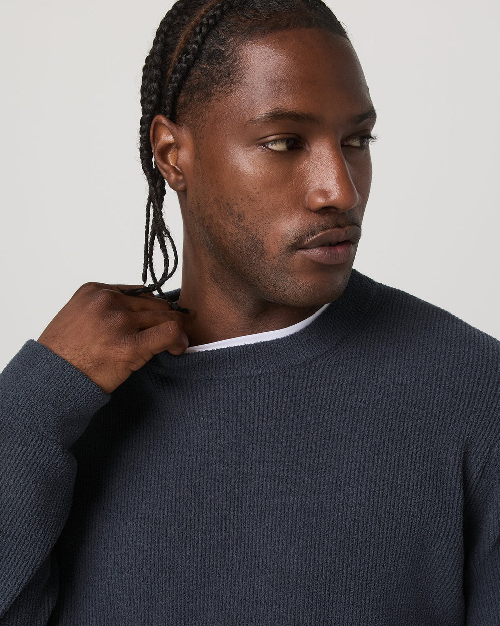 Vuori Midweight Rib Sweater Men's Navy Ribbed Knit Sweater
