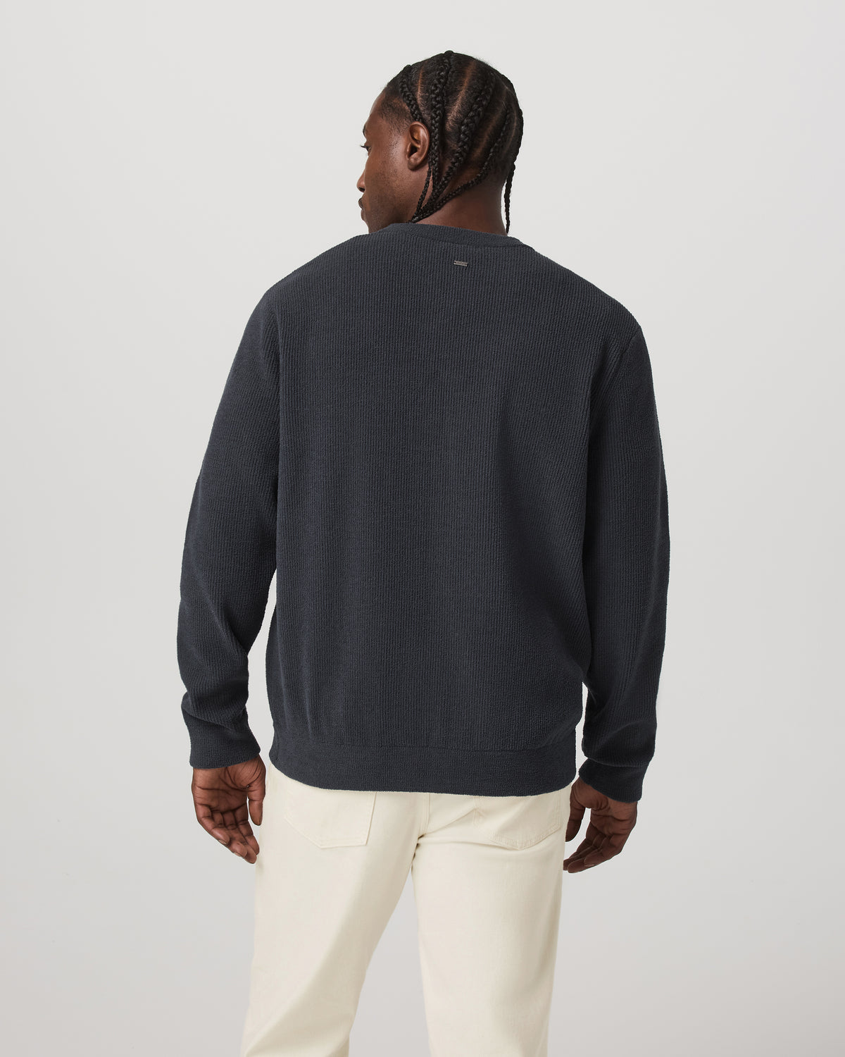 Vuori Midweight Rib Sweater Men's Navy Ribbed Knit Sweater