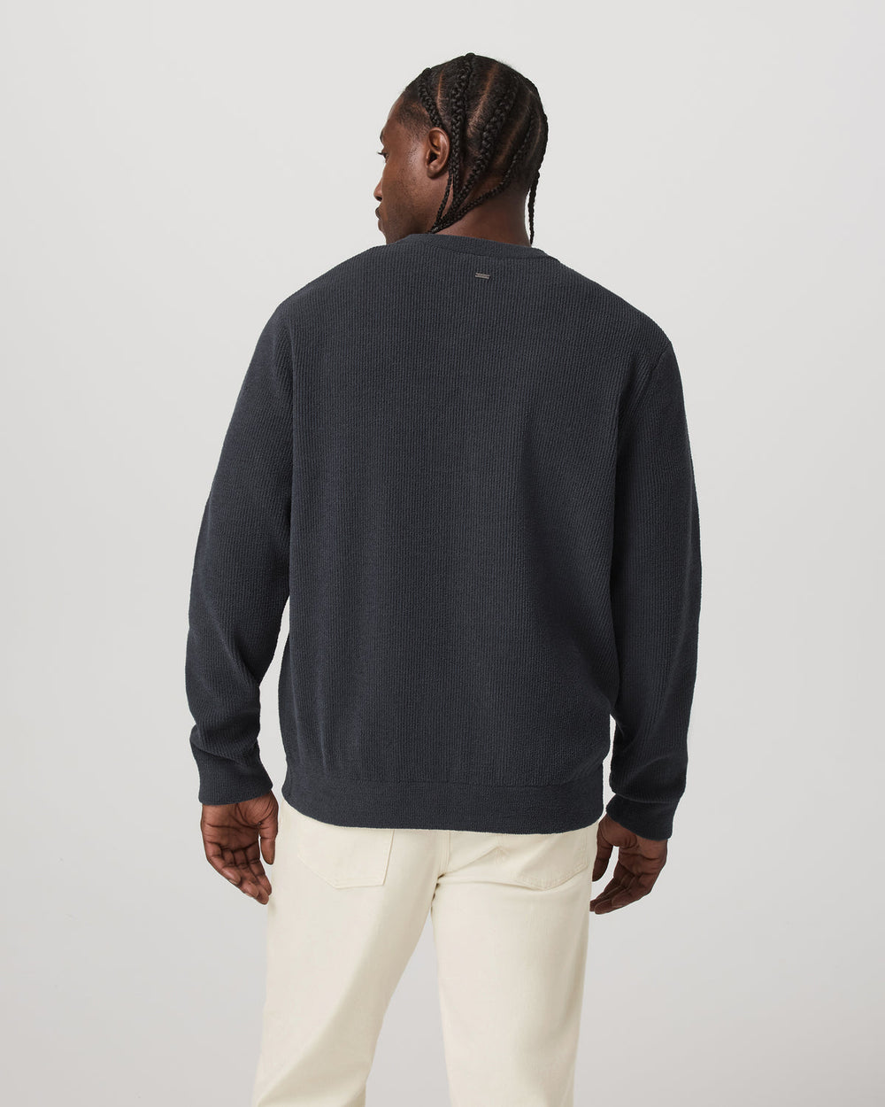 Vuori Midweight Rib Sweater Men's Navy Ribbed Knit Sweater