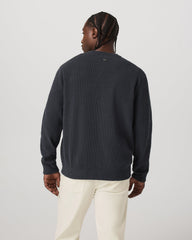 Vuori Midweight Rib Sweater Men's Navy Ribbed Knit Sweater