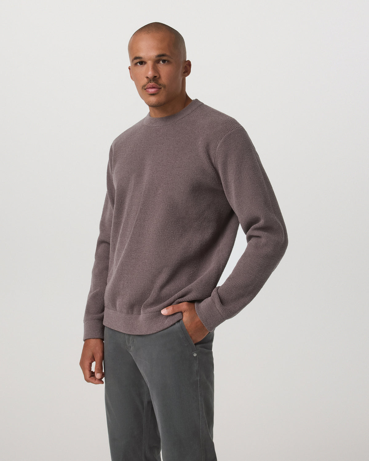 Vuori Midweight Rib Sweater Men's Timber Ribbed Knit Sweater