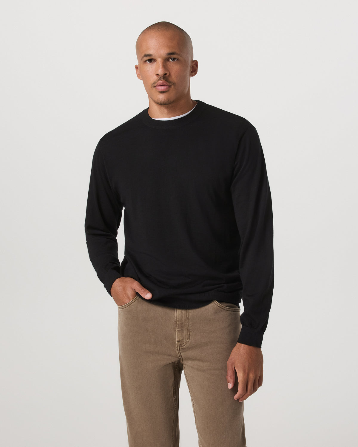 Vuori Merino Fine Gauge Wool Sweater Men's Black Sweater
