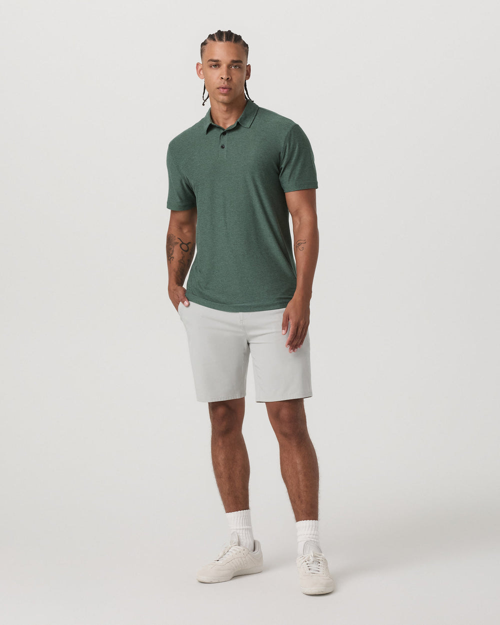Vuori Strato Tech Polo Men's Agate Green Heather Polo Shirt