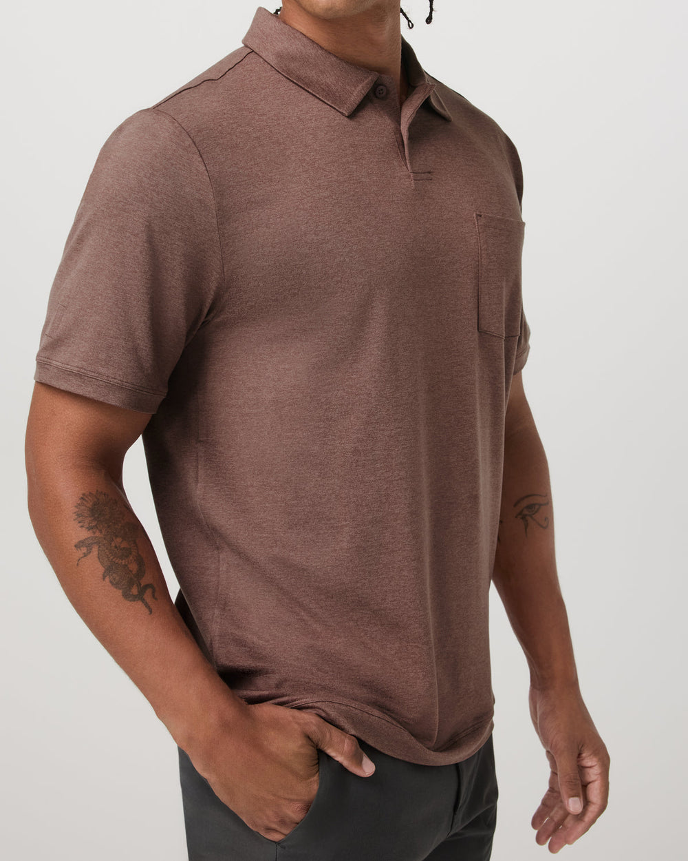 Vuori Short Sleeve Ponto Performance Polo Sable Heather