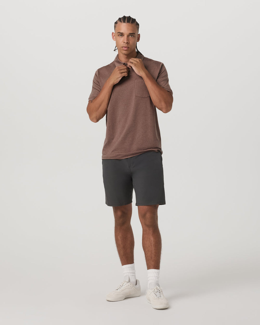 Vuori Short Sleeve Ponto Performance Polo Sable Heather