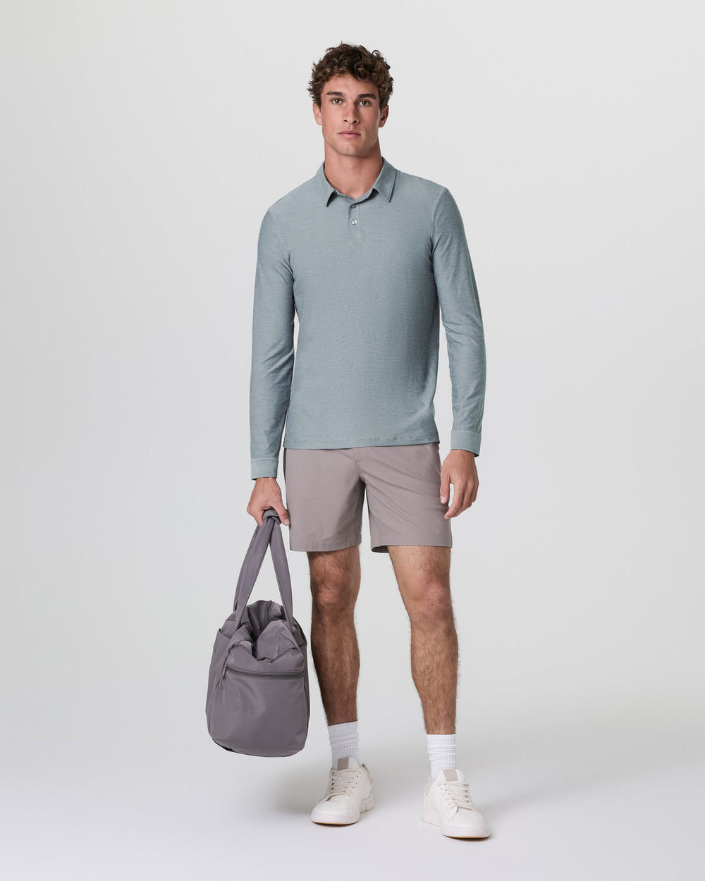 Vuori Long Sleeve Strato Tech Polo Dusty Blue Heather