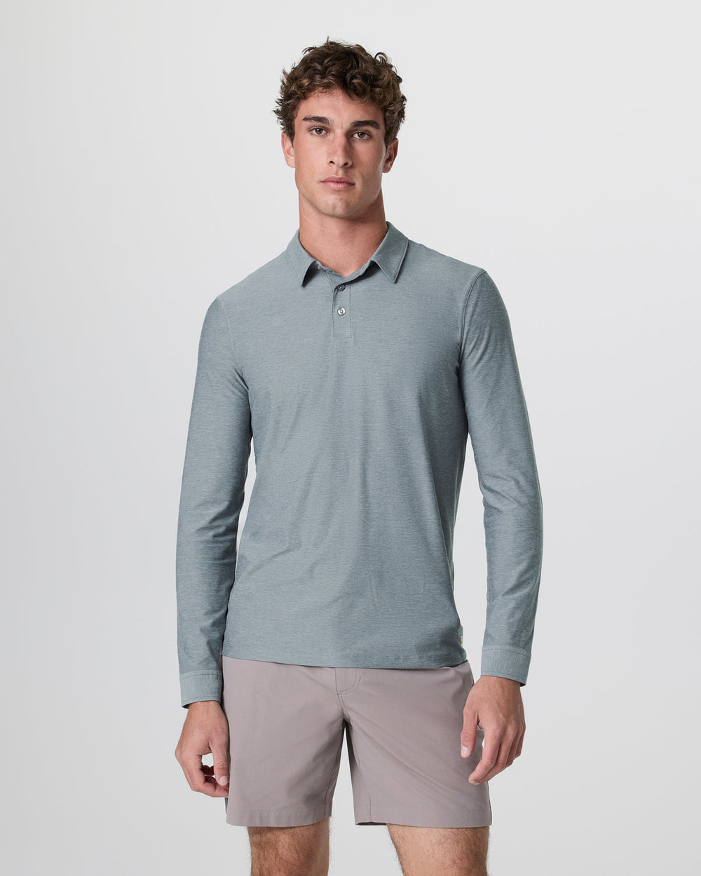 Vuori Long Sleeve Strato Tech Polo Dusty Blue Heather