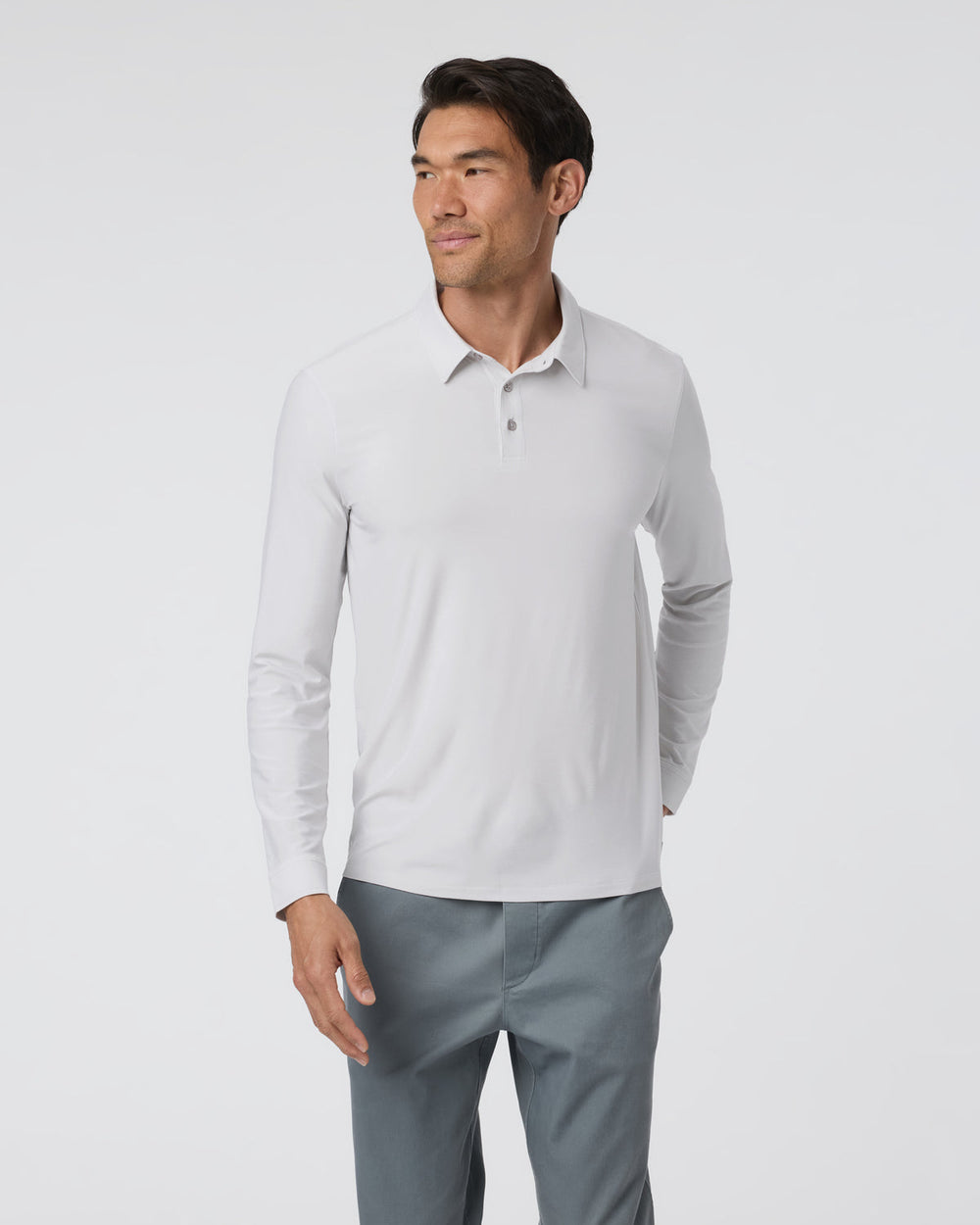 Vuori Long Sleeve Strato Tech Polo Frost Grey Heather