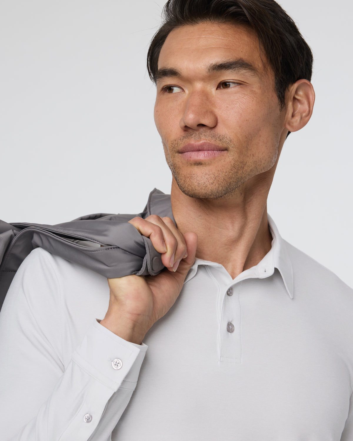 Vuori Long Sleeve Strato Tech Polo Frost Grey Heather