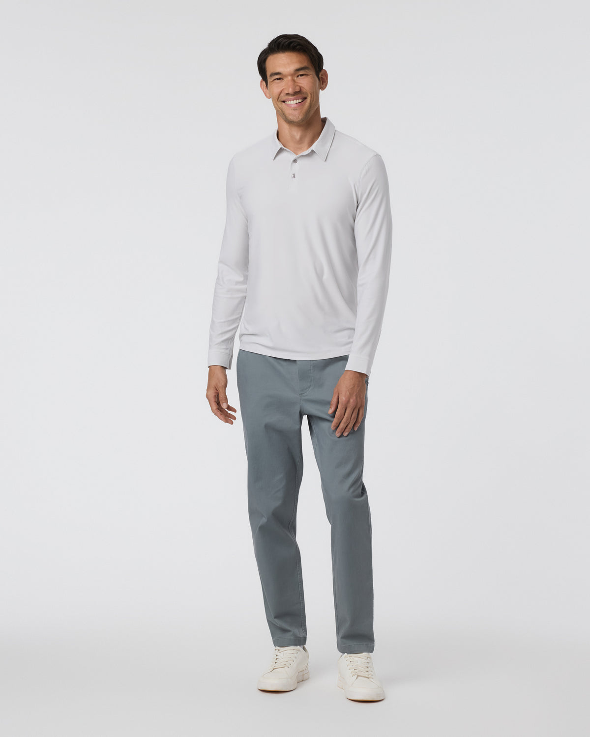 Vuori Long Sleeve Strato Tech Polo Frost Grey Heather