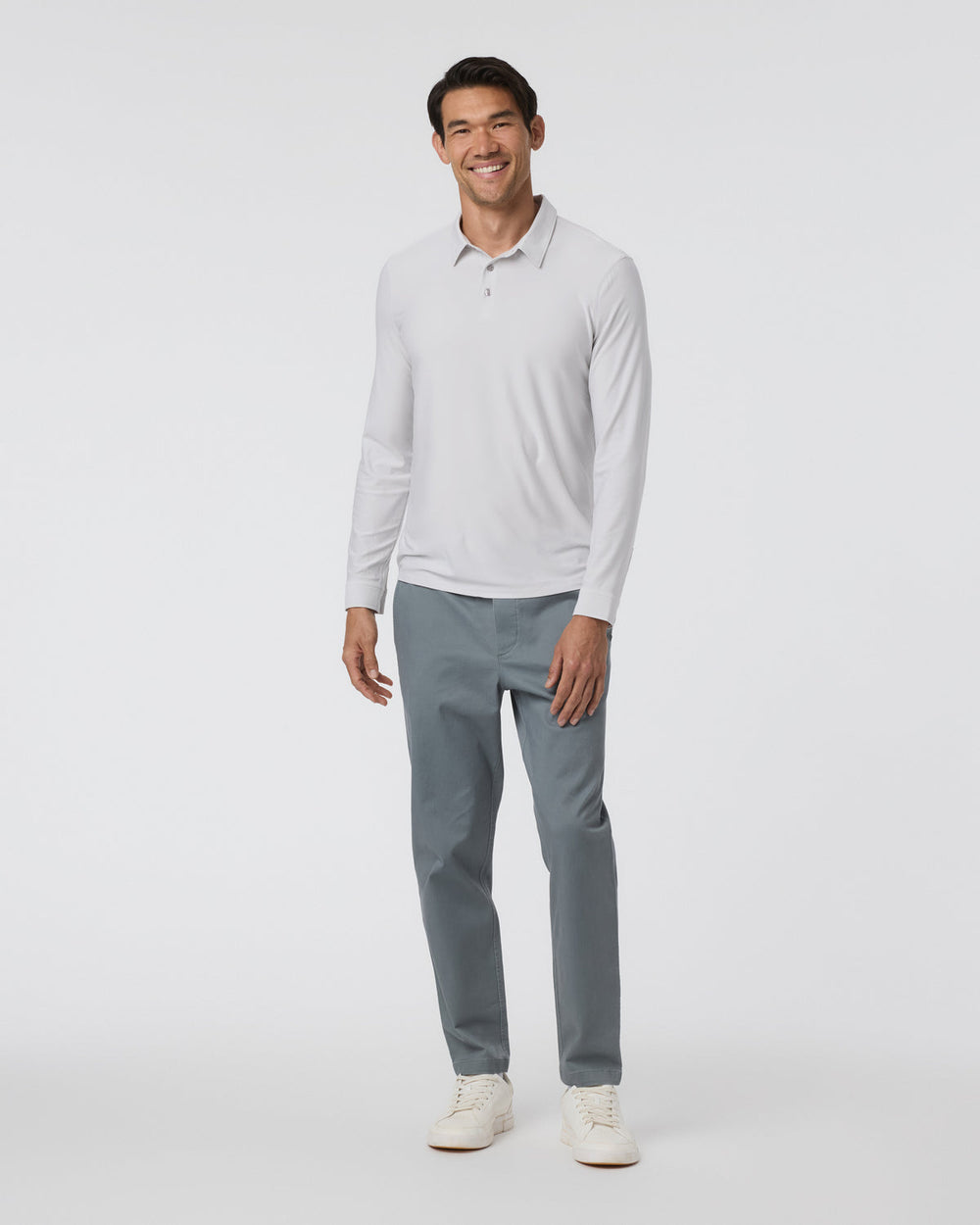Vuori Long Sleeve Strato Tech Polo Frost Grey Heather