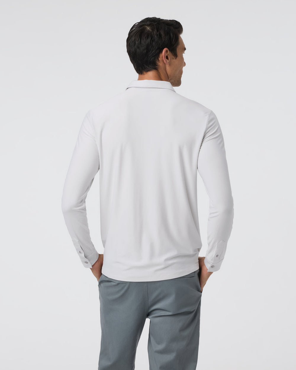 Vuori Long Sleeve Strato Tech Polo Frost Grey Heather