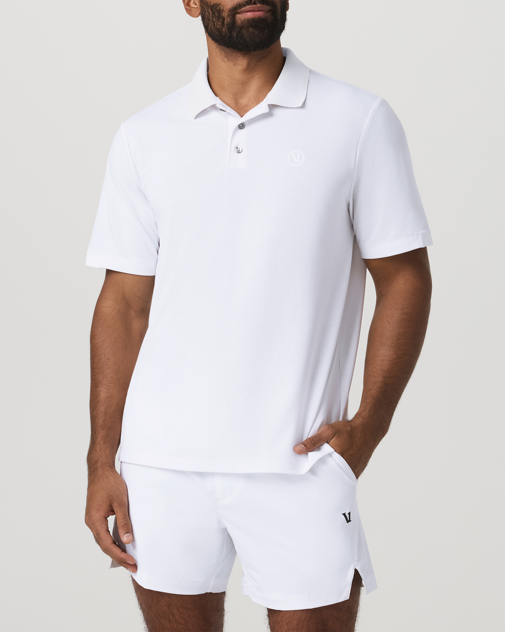 Vuori Men's Short Sleeve Gamepoint Polo 2.0 White - Non Tipped