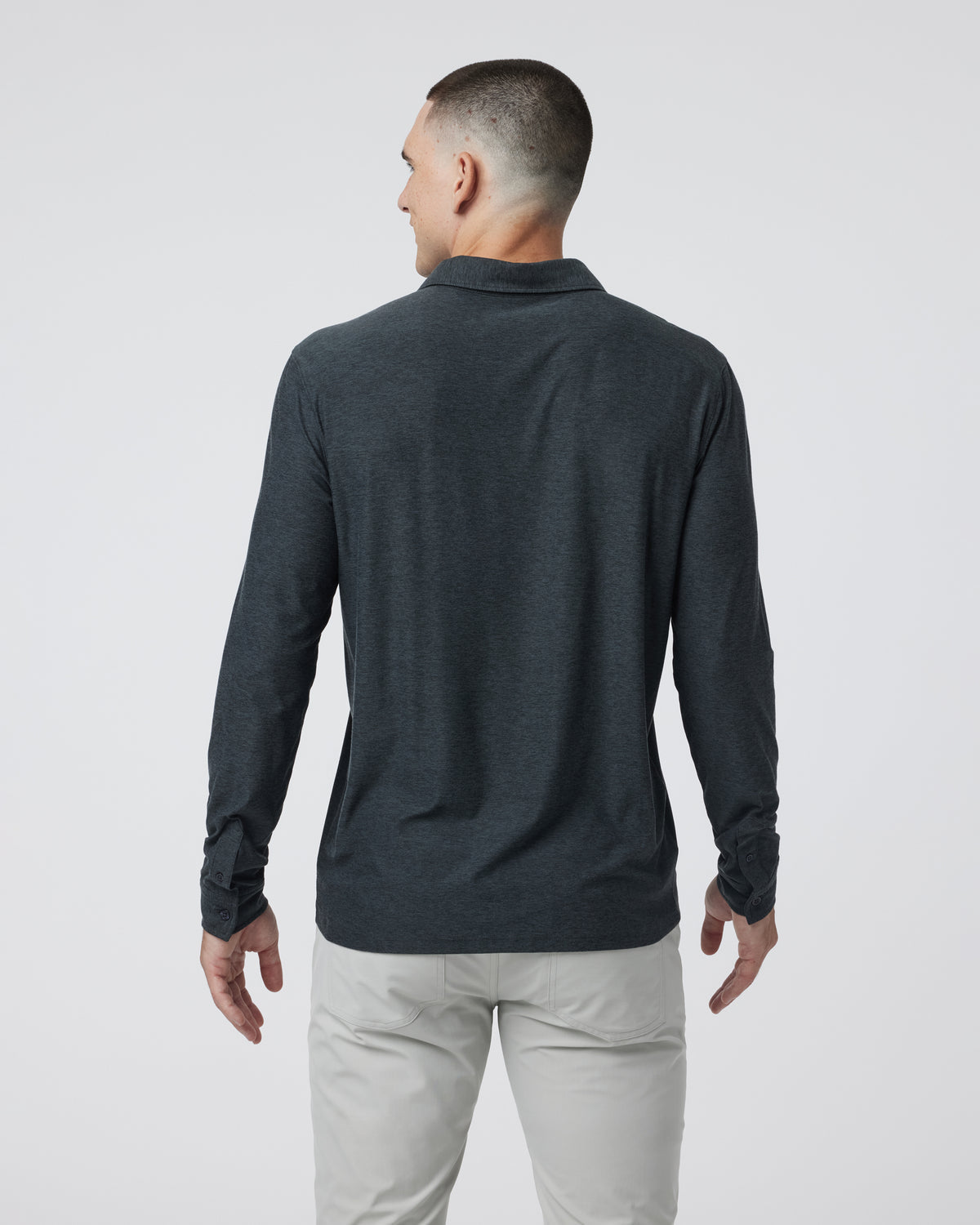 Vuori Long Sleeve Strato Tech Polo Charcoal Heather