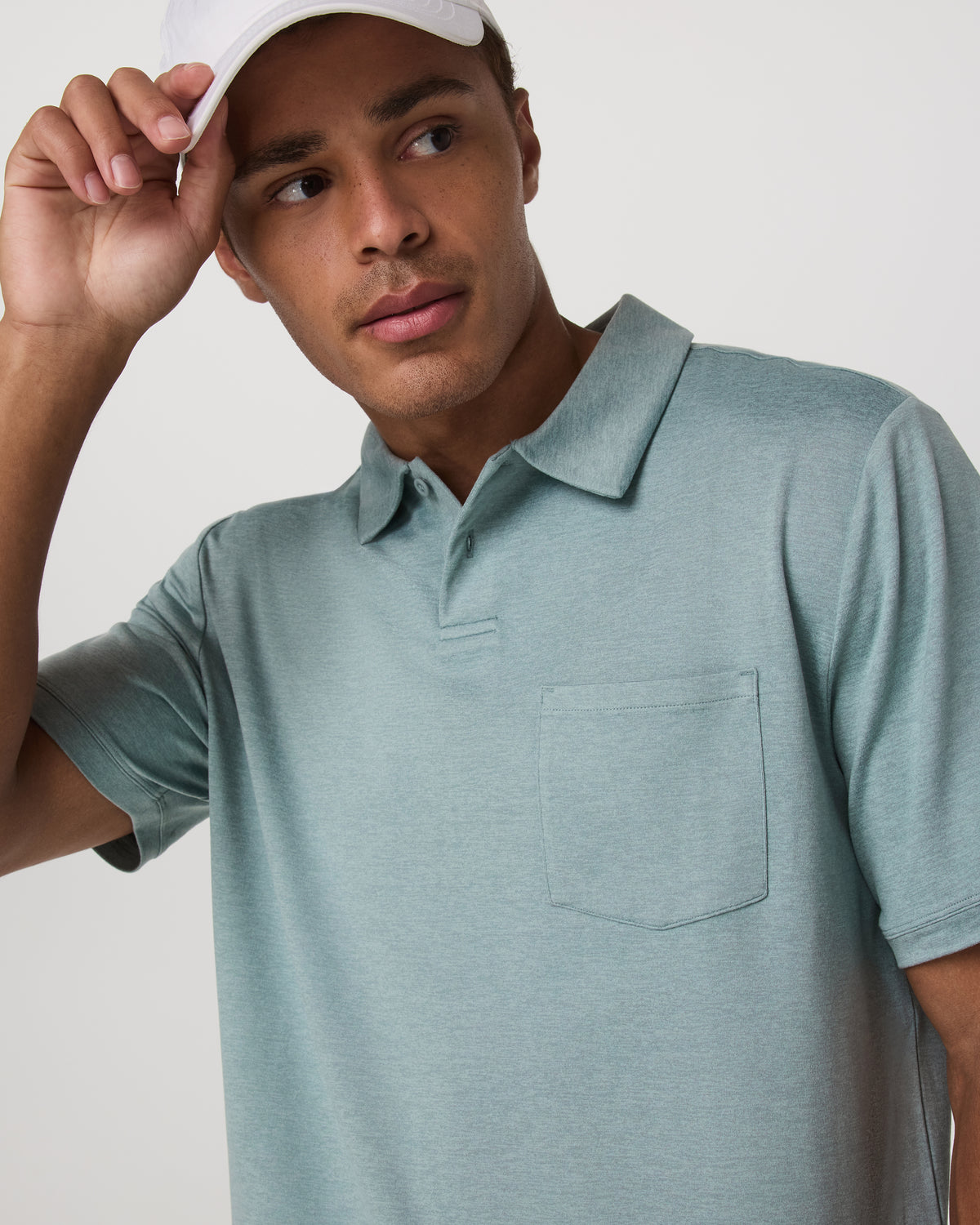 Vuori Short Sleeve Ponto Performance Polo Misty Blue Heather