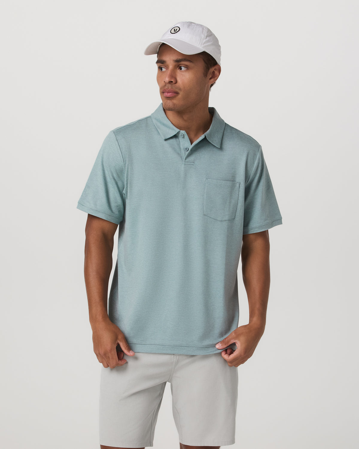 Vuori Short Sleeve Ponto Performance Polo Misty Blue Heather