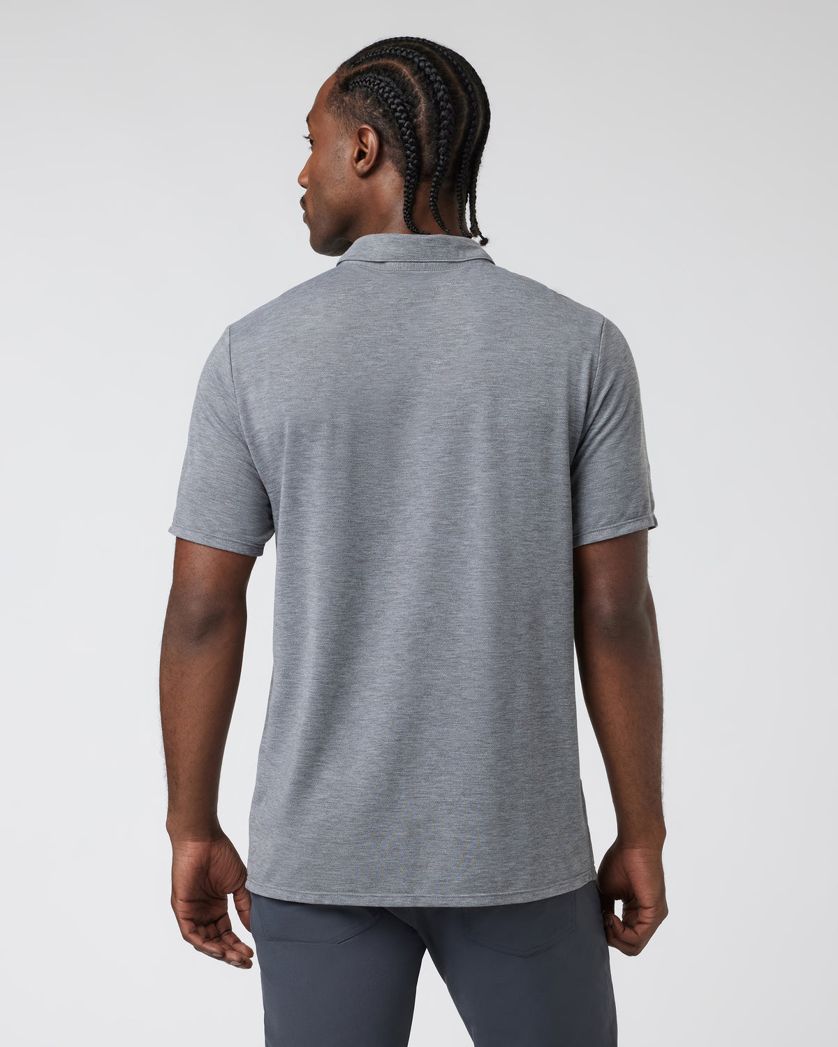 Vuori Knit Twill Polo Men's Heather Grey Golf Polo