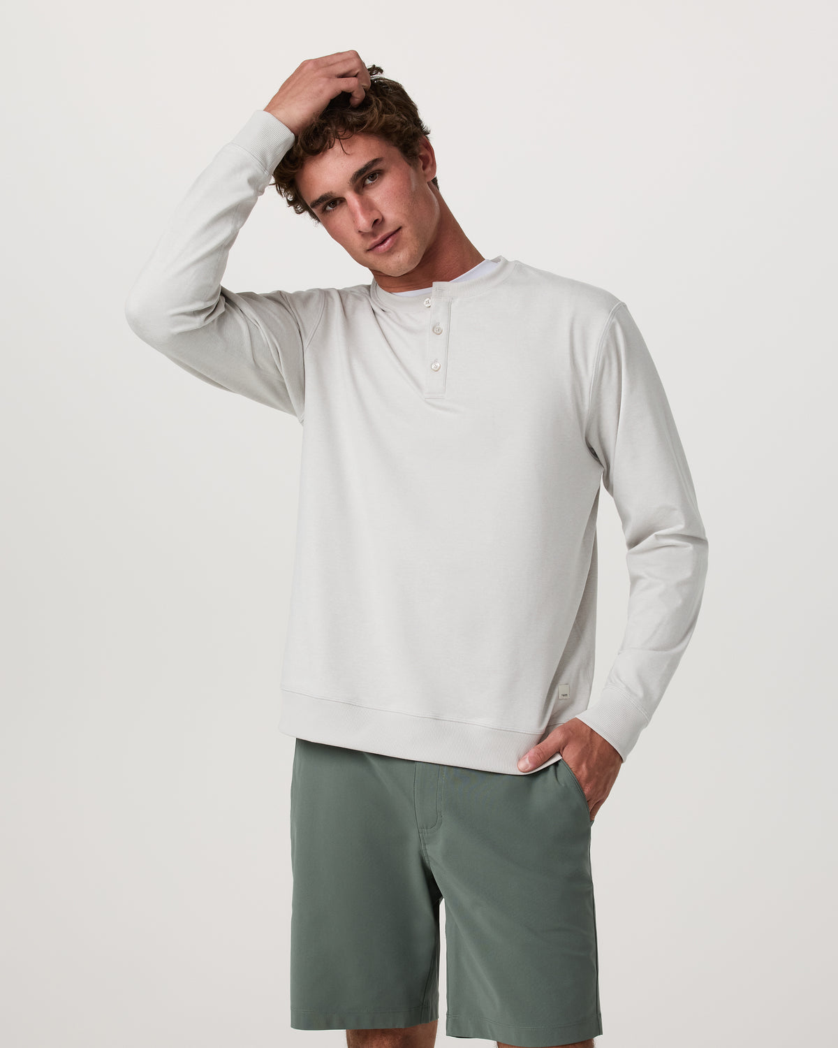 Vuori Men's Long Sleeve Coronado Henley - Relaxed Salt Heather