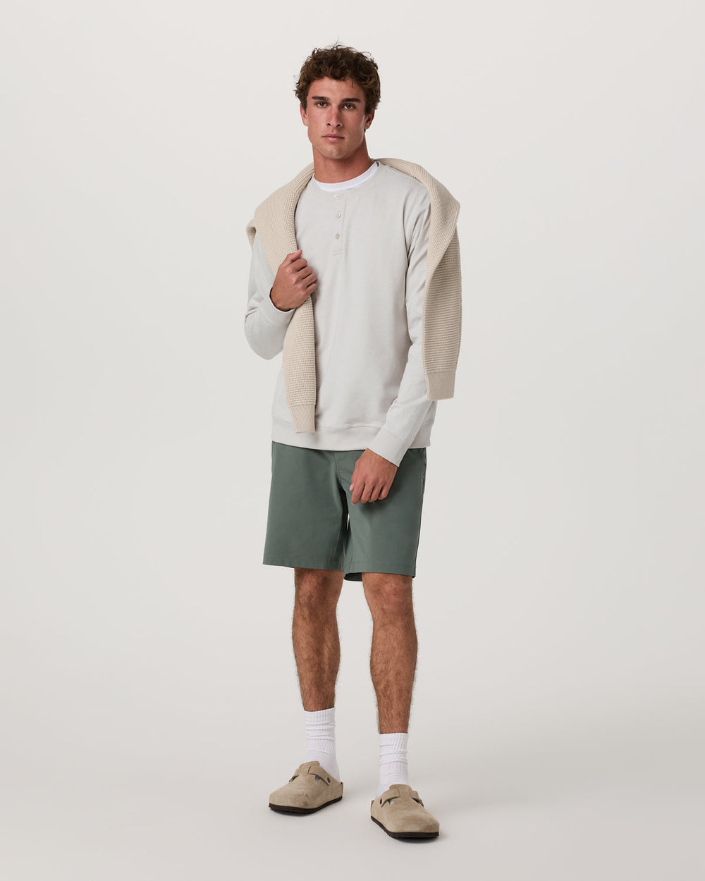 Vuori Men's Long Sleeve Coronado Henley - Relaxed Salt Heather