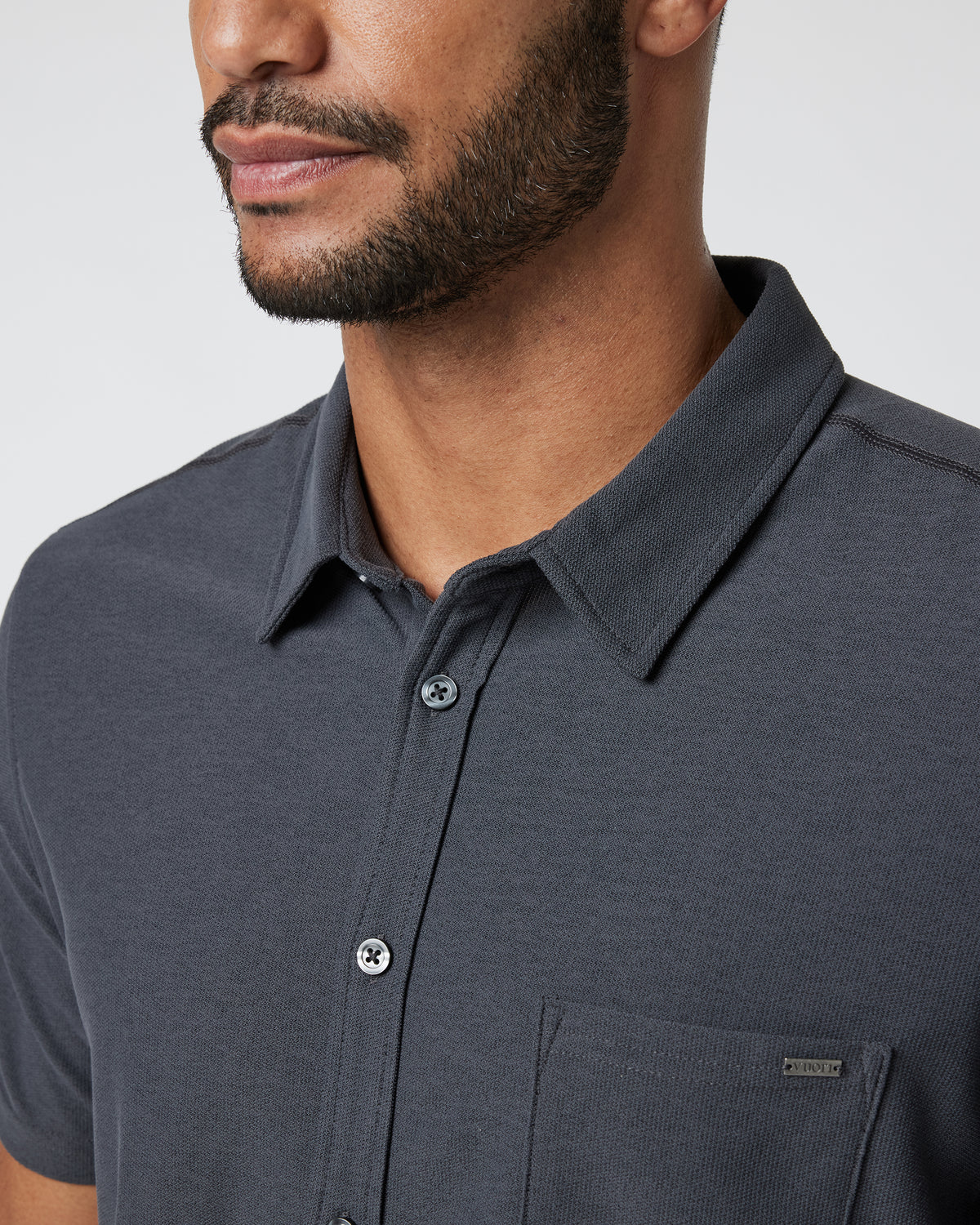Vuori Short Sleeve Ace Button Down Men's Charcoal Shirt