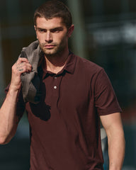 Vuori Strato Tech Polo Men's Raisin Heather Performance Shirt