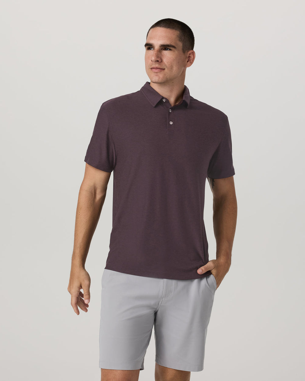Vuori Strato Tech Polo Men's Raisin Heather Performance Shirt