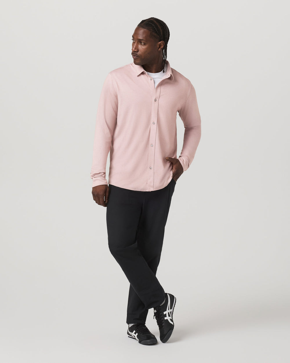 Vuori Long Sleeve Knit Oxford Button Down - Classic Fit Mauve