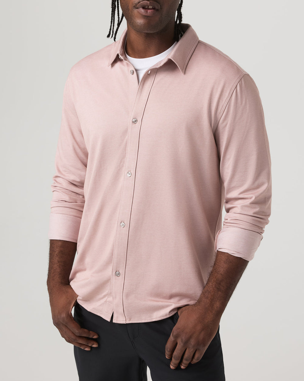 Vuori Long Sleeve Knit Oxford Button Down - Classic Fit Mauve