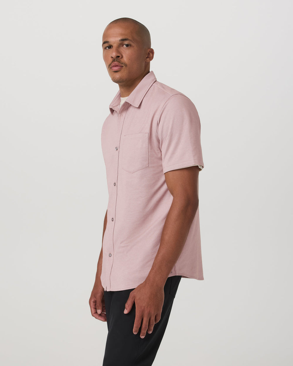 Vuori Short Sleeve Knit Oxford Button Down - Classic Fit Mauve