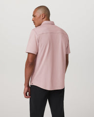 Vuori Short Sleeve Knit Oxford Button Down - Classic Fit Mauve