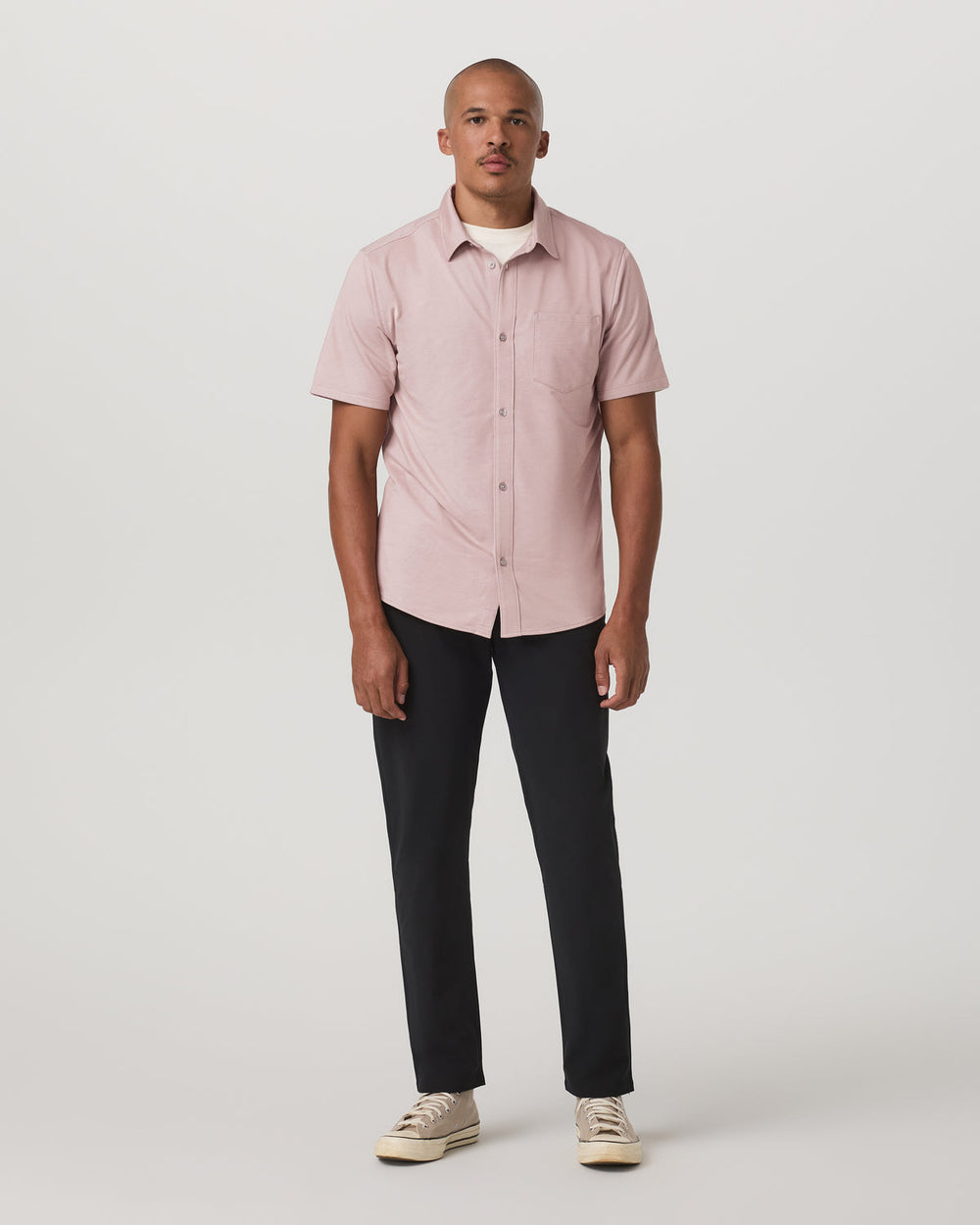 Vuori Short Sleeve Knit Oxford Button Down - Classic Fit Mauve