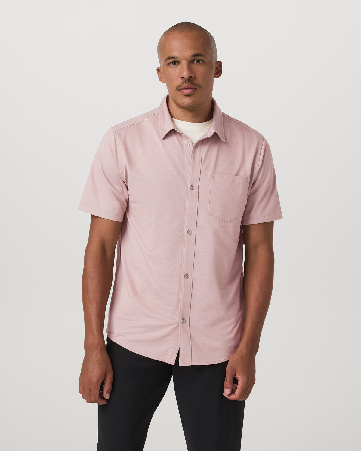 Vuori Short Sleeve Knit Oxford Button Down - Classic Fit Mauve