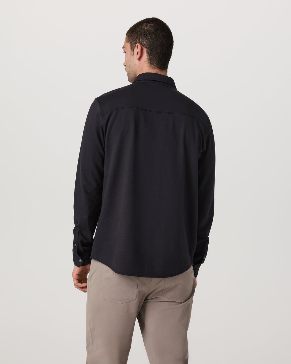 Vuori Long Sleeve Knit Oxford Button Down Men's Black Shirt