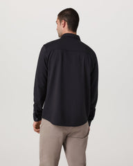 Vuori Long Sleeve Knit Oxford Button Down Men's Black Shirt
