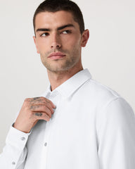 Vuori Long Sleeve Knit Oxford Button Down Men's White Shirt