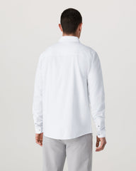 Vuori Long Sleeve Knit Oxford Button Down Men's White Shirt