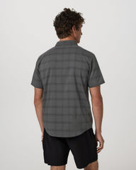 Vuori Men's Short Sleeve Plaid Button Down Shirt Dark Pewter